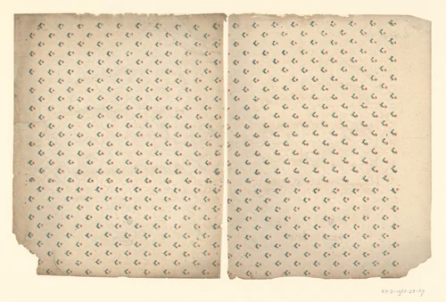 Twee bladen met strooipatroon van bloemmotief tussen stippellijnen by anonymous, other, 1750-1900