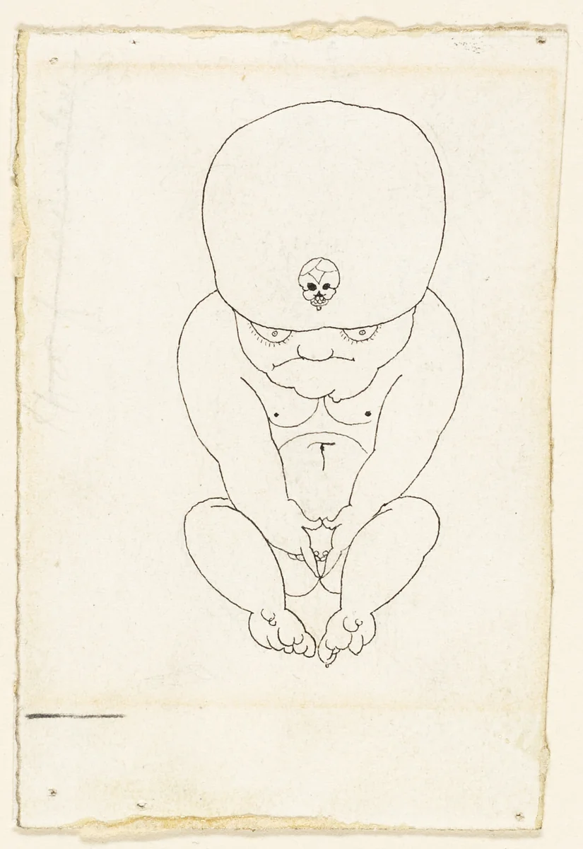 Crouching Midget by Aubrey Vincent Beardsley, drawing, 1892-1898
