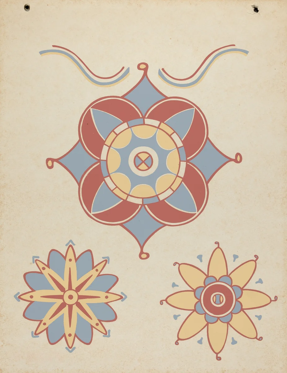 San Juan Capistrano Mission Ceiling Decoration from the portfolio "Decorative Art of Spanish California" by American 20th Century, index of american design, 1935-1942