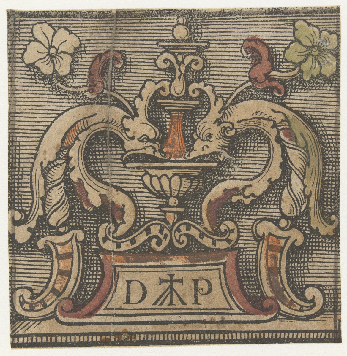 Ornament met het drukkersmerk van Doen Pietersz. by Unknown, print, 1504-1533