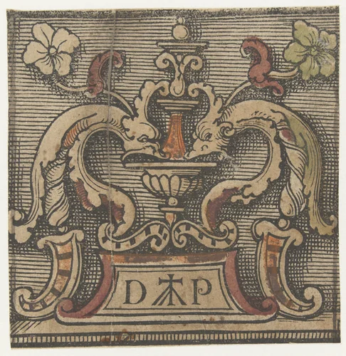 Ornament met het drukkersmerk van Doen Pietersz. by Unknown, print, 1504-1533