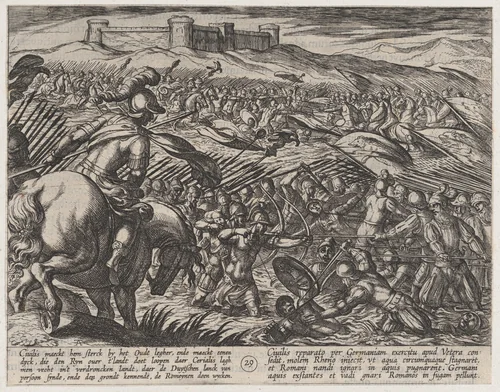 Plate 29: Civilis Floods the Land by Defensively Breaking the Dikes, from The War of the Romans Against the Batavians (Romanorvm et Batavorvm societas) by Antonio Tempesta, print, 1611-1612