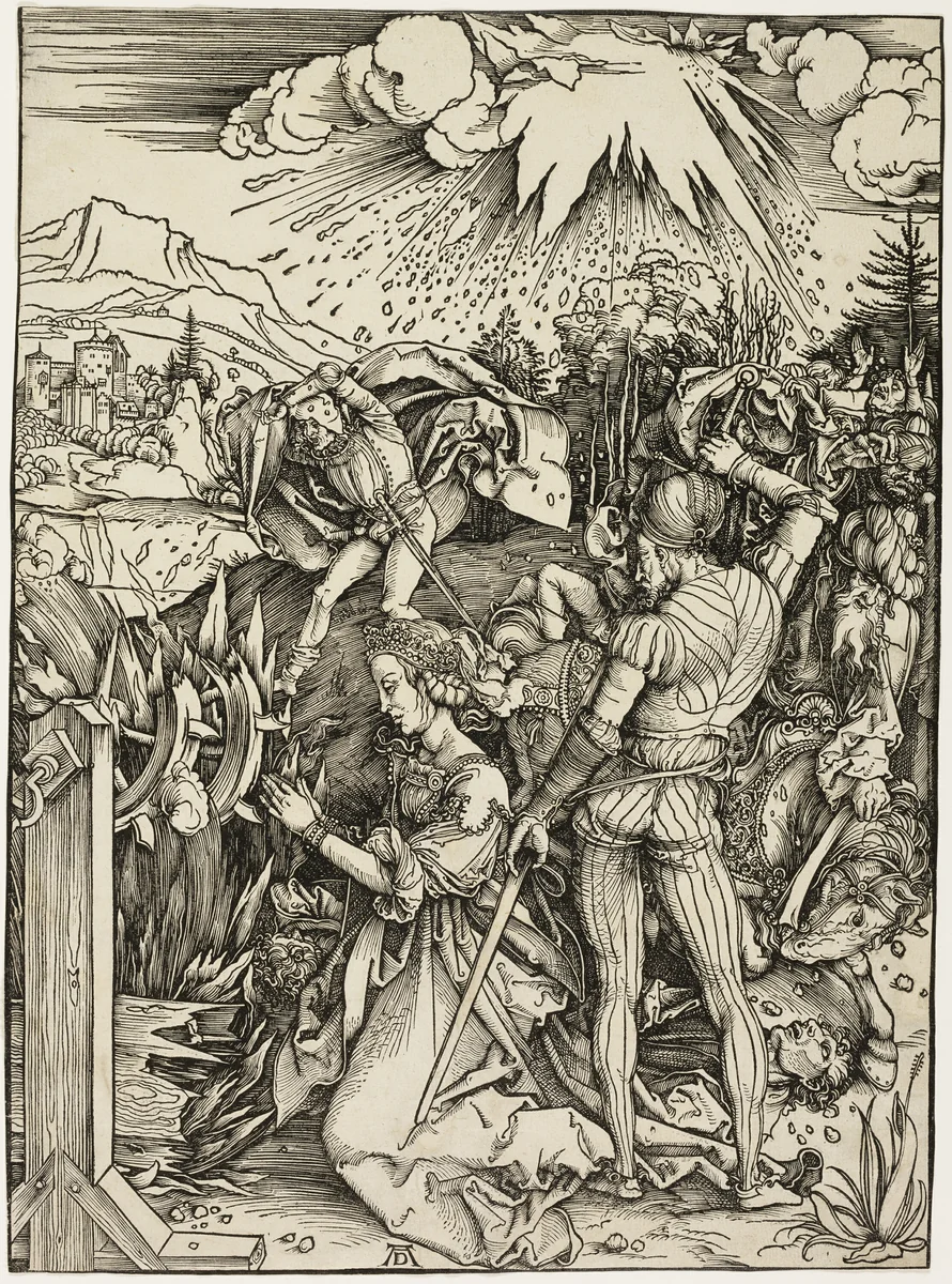 The Martyrdom of St. Catherine by Albrecht Dürer, print, 1498