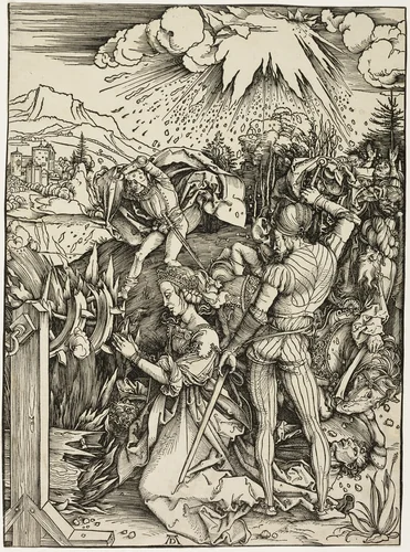 The Martyrdom of St. Catherine by Albrecht Dürer, print, 1498
