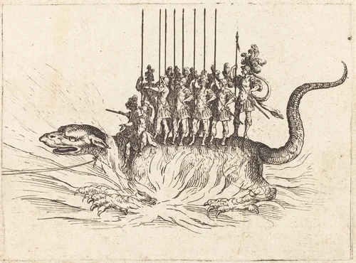 Entry of Monseigneur Henry de Lorraine, Marquis de Moy, under the Name of Pirandre by Jacques Callot, print, 1627