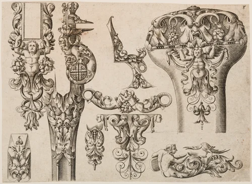 Plate Eight from Plusieurs Models des plus nouuelles manieres qui sont en usage en l'Art de Arquebuzerie by C. Jacquinet, print, 1635-1685