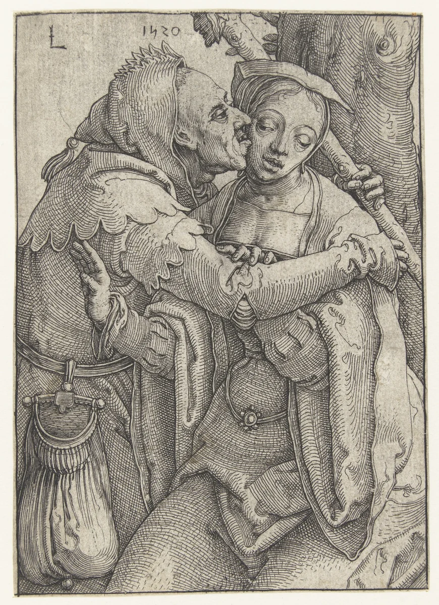 De nar en de jonge vrouw by Unknown, print, 1520