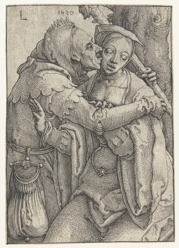De nar en de jonge vrouw by Unknown, print, 1520