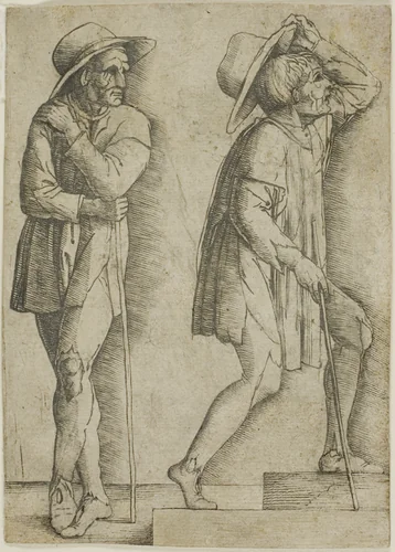 Two Peasants by Giovanni Antonio da Brescia, print, 1480-1500