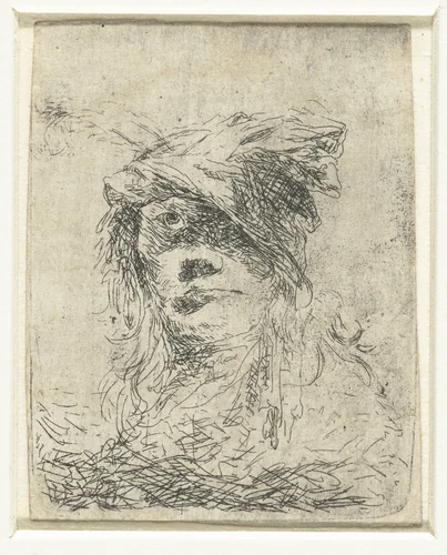 Hoofd van een jongeman by anonymous, print, 1630-1700