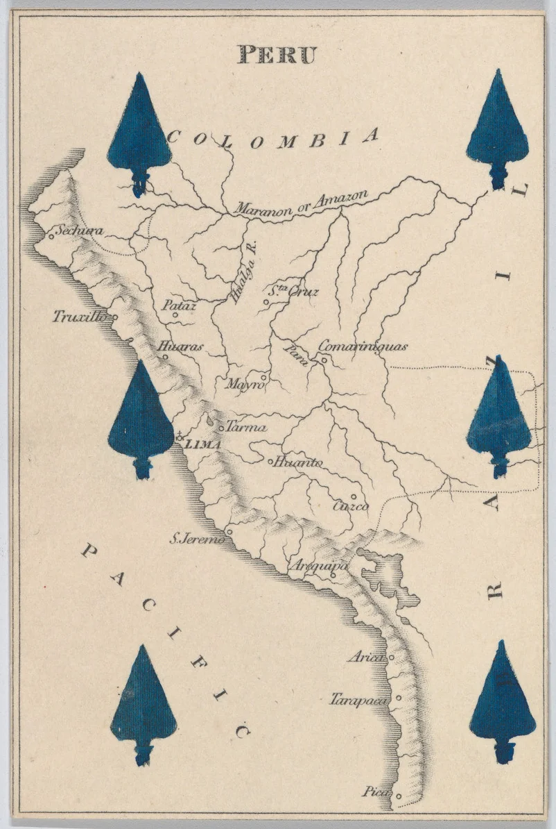 Peru, from "Court Game of Geography" by William and Henry Rock, print, 1838-1855