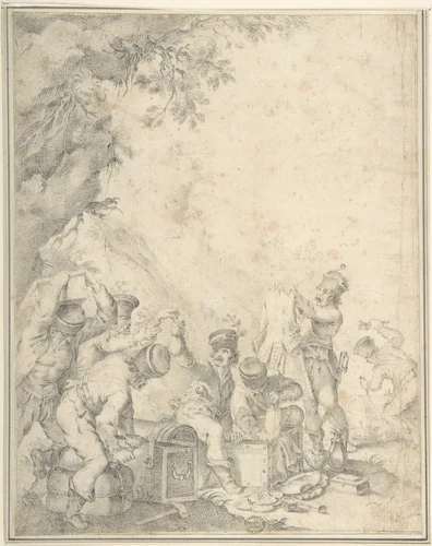 Brigands: Design for an Engraving by Domenico Maria Fratta, drawing, 1700-1800
