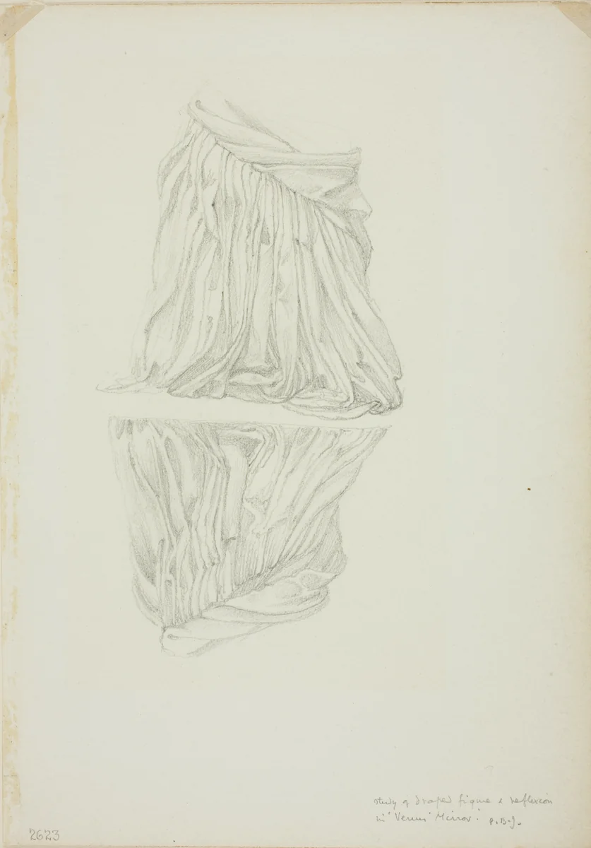 Draped Figure and Reflection, study for Mirror of Venus by Edward Burne-Jones, drawing, 1868-1883
