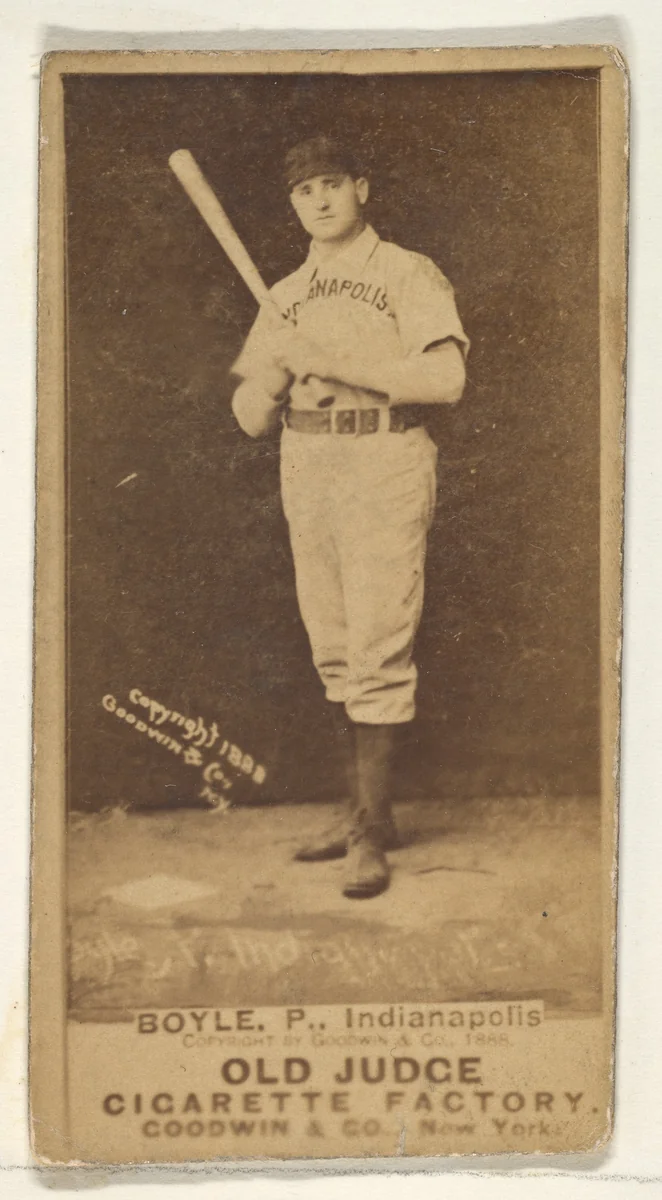 Boyle, Pitcher, Indianapolis, from the Old Judge series (N172) for Old Judge Cigarettes by Goodwin & Company, photograph, 1888