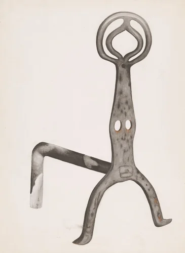 Wrought Iron Andiron by Natalie Simon, index of american design, 1936