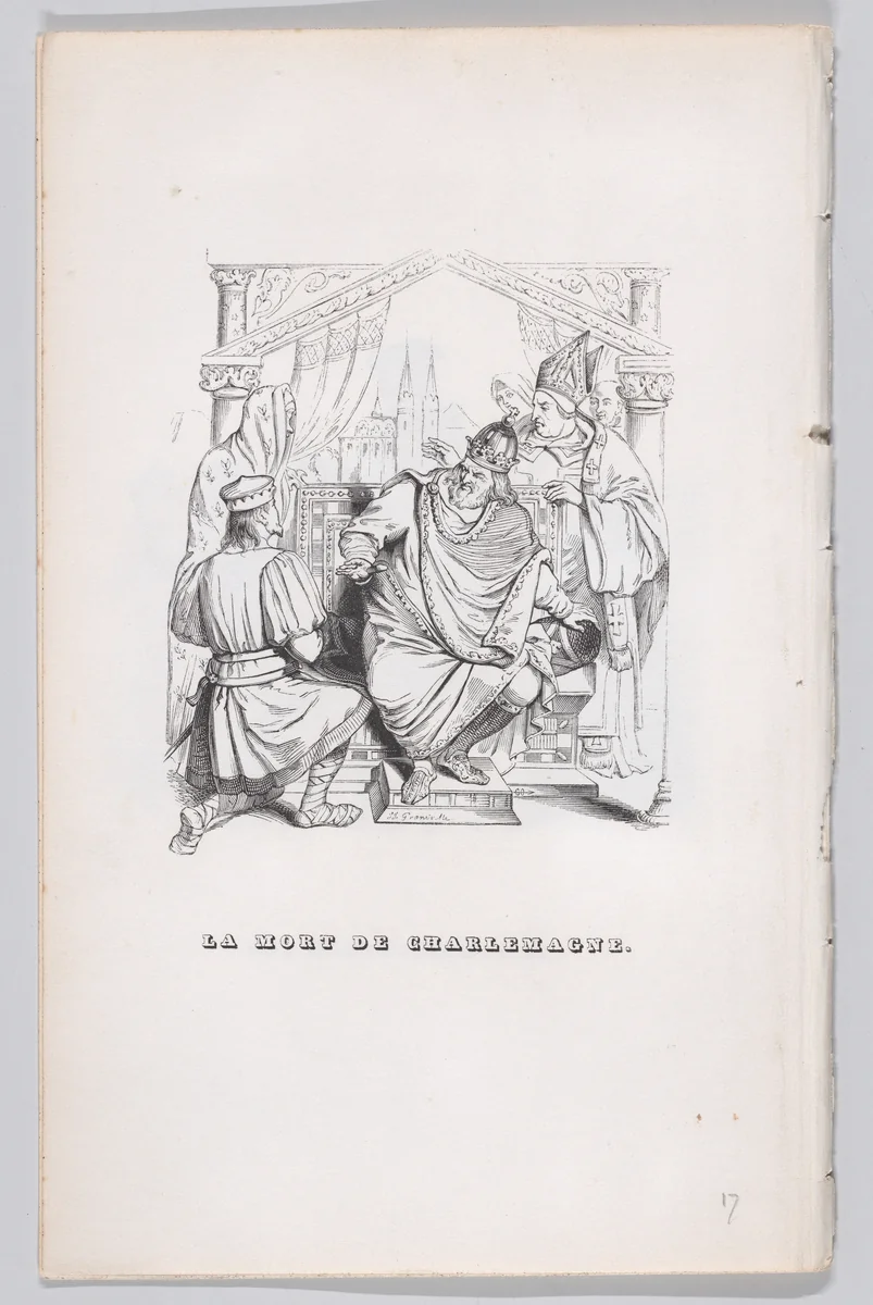 The Death of Charlemagne, from "The Complete Works of Béranger" by J. J. Grandville, print, 1836