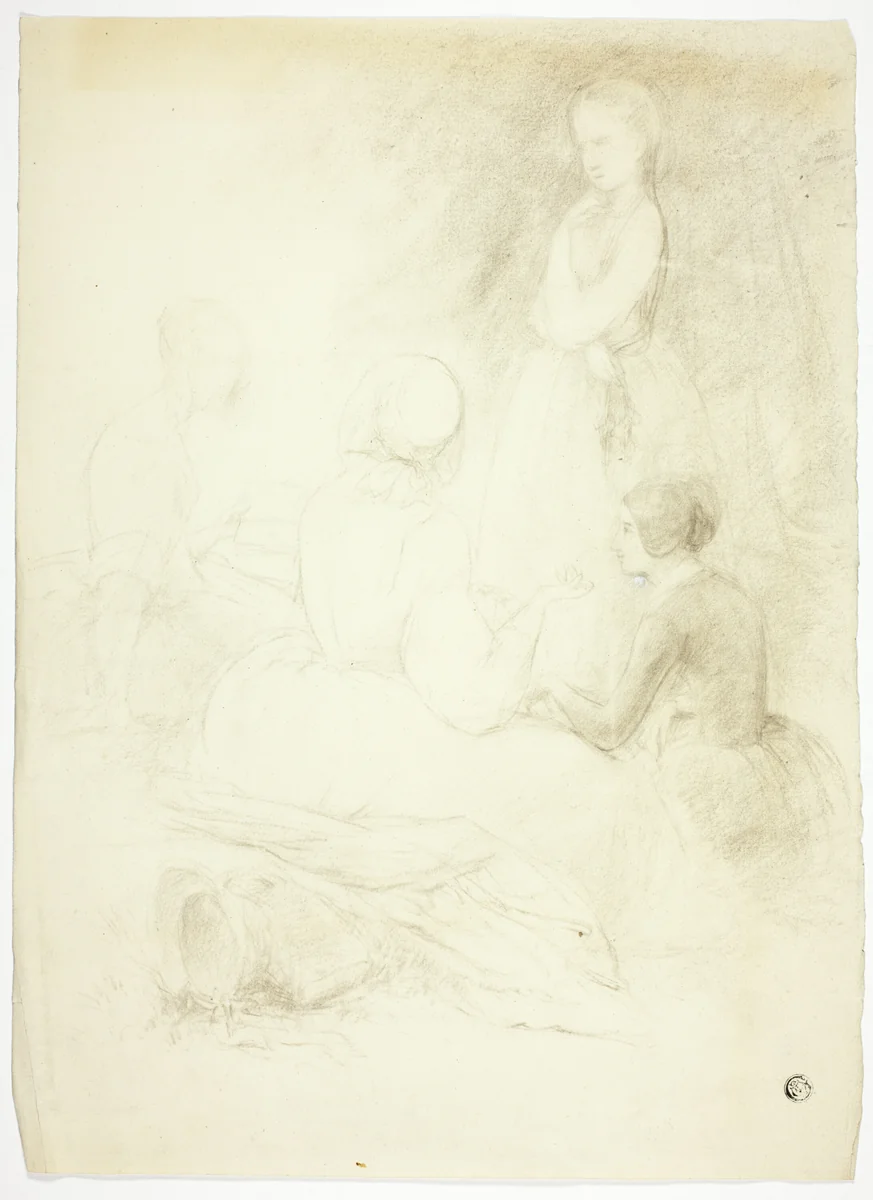 Four Young Women by Frank Stone, drawing, 1820-1859