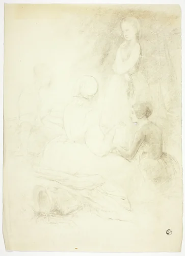 Four Young Women by Frank Stone, drawing, 1820-1859