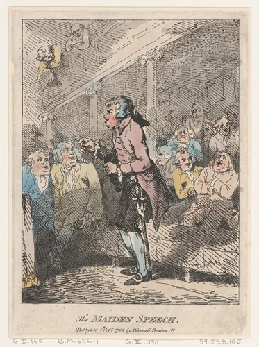 The Maiden Speech by Thomas Rowlandson, print, 1785