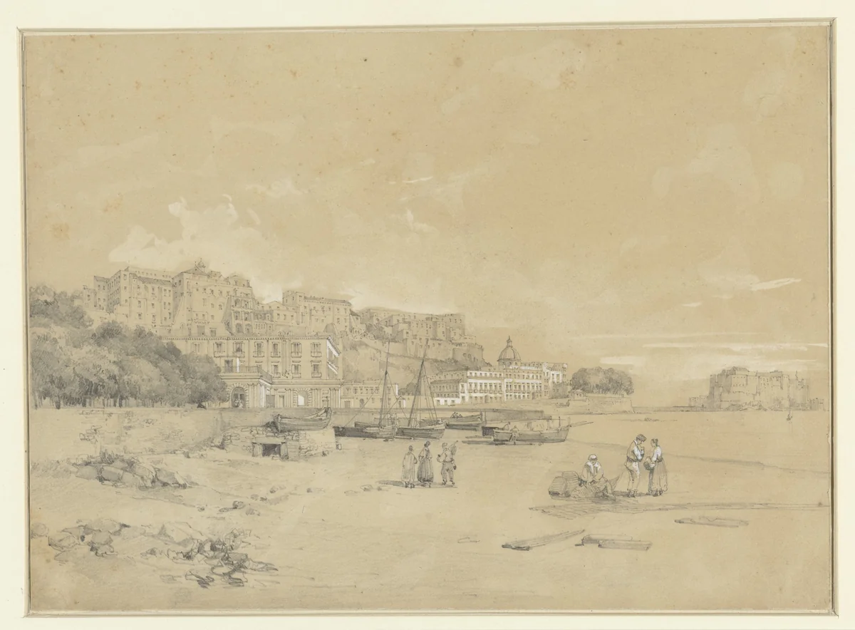 Gezicht op Chiatanone Veduta del Chiatanone v. del Castello dell'uovo by Antoine Eugène Ernest Buttura, drawing, 1851-1900