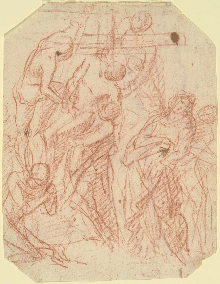 The Descent from the Cross (recto) by Italian 17th Century, drawing, 1600-1699