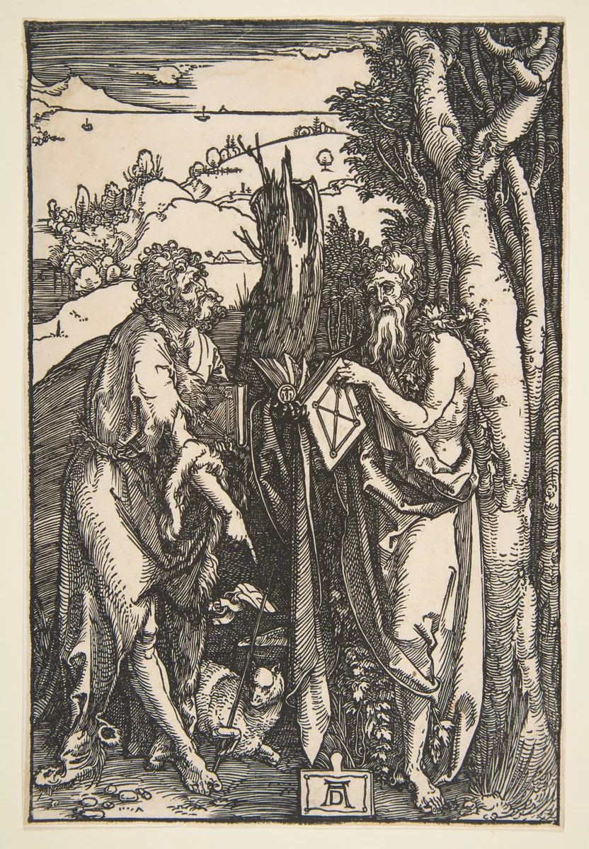 Saint John the Baptist and Saint Onuphrius by Albrecht Dürer, print, 1503-1504