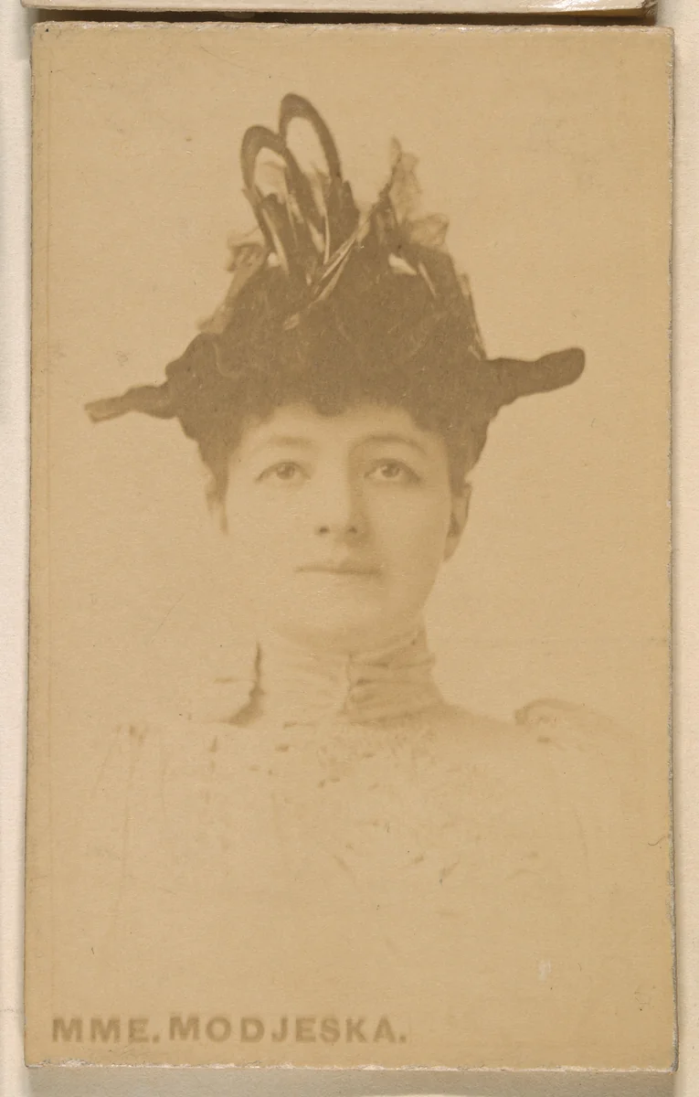 Mme. Modjeska, from the Actresses series (N246), Type 1, issued by Kinney Brothers to promote Sporting Extra Cigarettes by Kinney Brothers Tobacco Company, photograph, 1888-1892