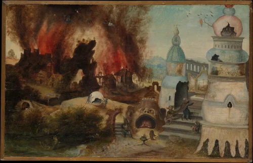 The Temptation of Saint Anthony by Herri met de Bles, painting, 1550-1560