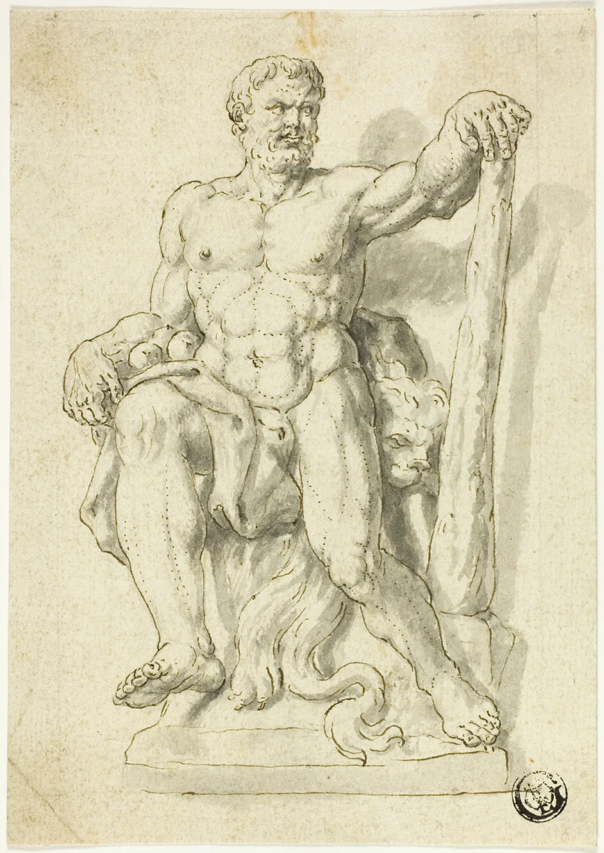 Statue of Seated Hercules by Raymond de Lafage, drawing, 1676-1799