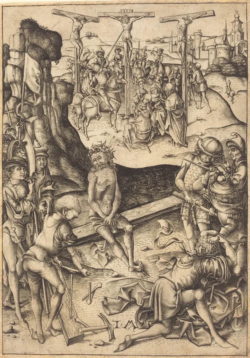 The Crucifixion by Israhel van Meckenem, print, 1480