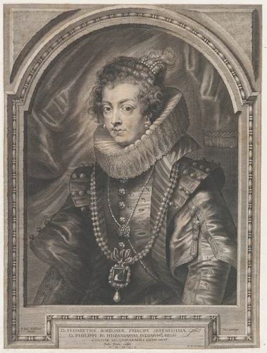 Portrait of Elisabeth of Bourbon, Queen of Spain by Paulus Pontius, print, 1632