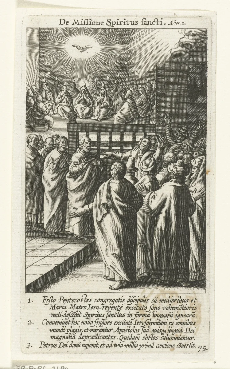 Pinksteren: Uitstorting van de Heilige Geest by Boëtius Adamsz. Bolswert, print, 1590-1622