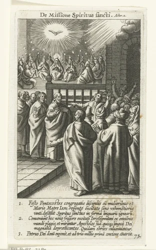 Pinksteren: Uitstorting van de Heilige Geest by Boëtius Adamsz. Bolswert, print, 1590-1622