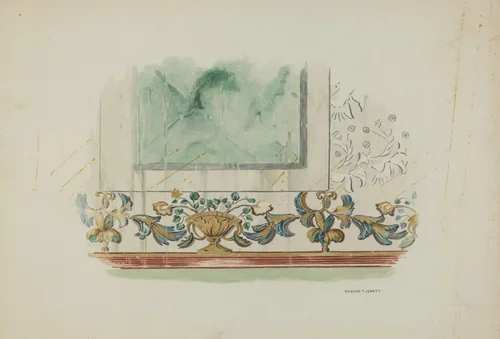 Detail, Painted Decoration on Sanctuary Wall by Edward Jewett, index of american design, 1939
