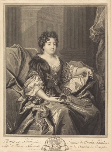 Marie de Laubespine by Pierre Drevet; Nicolas de Largillierre, print, 1663-1738
