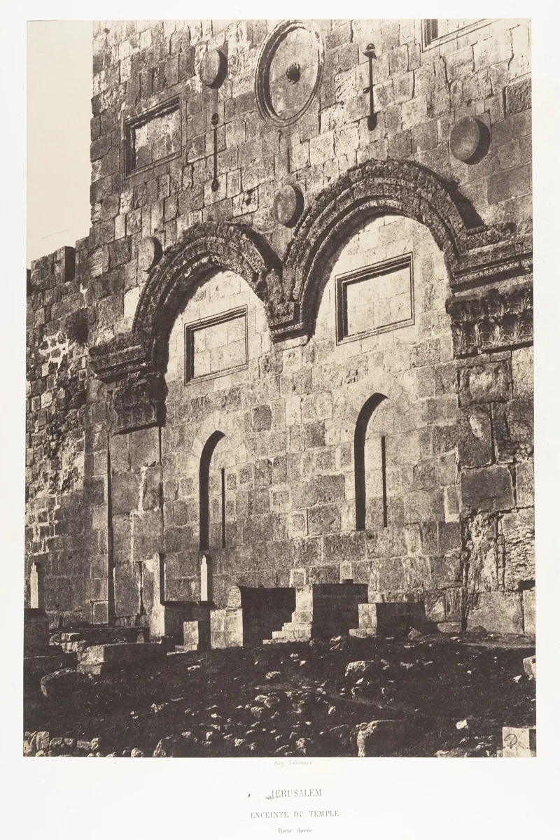 Jérusalem, Enceinte du Temple, Porte Dorée by Auguste Salzmann, photograph, 1854-1859