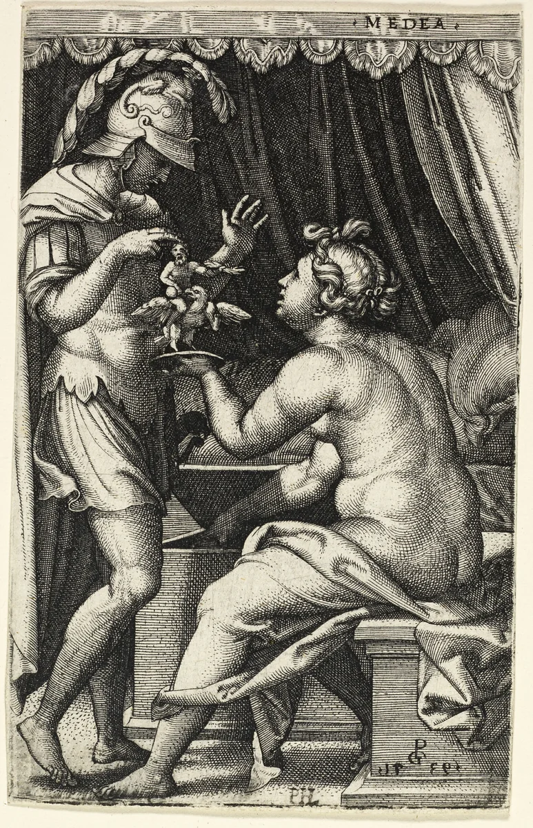 Medea and Jason, from Greek Heroines by Georg Pencz, print, 1525-1530