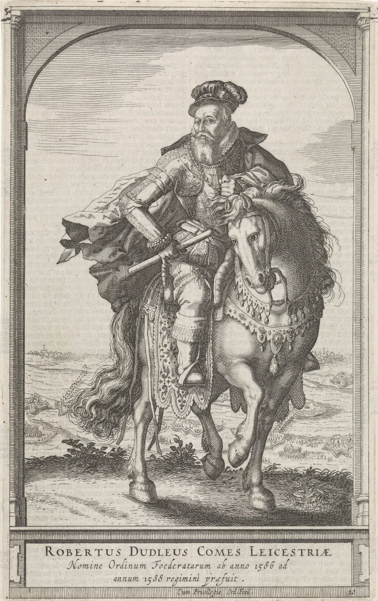 Ruiterportret van Robert Dudley, graaf van Leicester by Unknown, print, 1591-1632