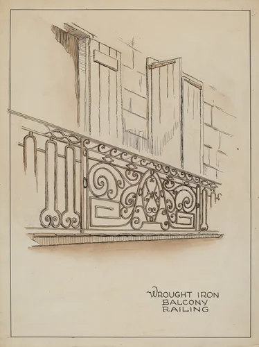 Wrought Iron Balcony Rail by Al Curry, index of american design, 1936