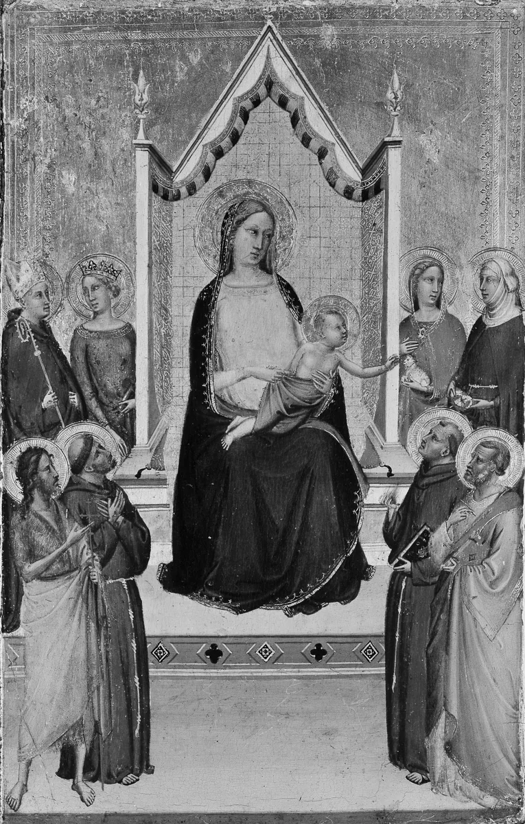 Madonna and Child Enthroned with Saints by Bernardo Daddi, painting, 1327-1348
