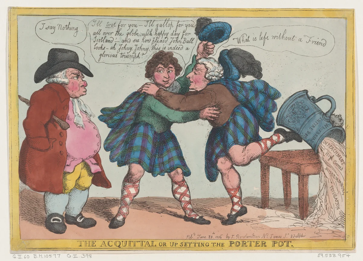 The Acquittal, or Upsetting the Porter Pot by Thomas Rowlandson, print, 1806