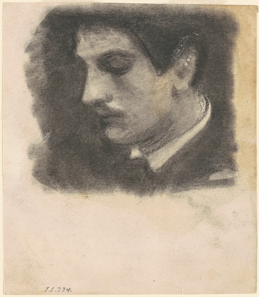 Head of a Man by John Singer Sargent, drawing, 1875-1880