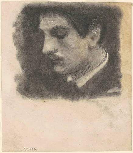 Head of a Man by John Singer Sargent, drawing, 1875-1880