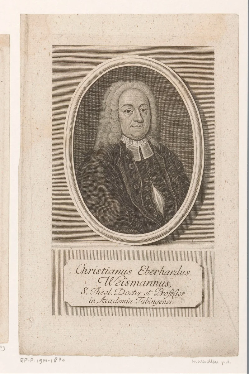 Portret van Christian Eberhard Weißmann by Johann Martin Bernigeroth, print, 1744