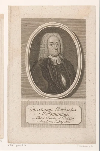 Portret van Christian Eberhard Weißmann by Johann Martin Bernigeroth, print, 1744