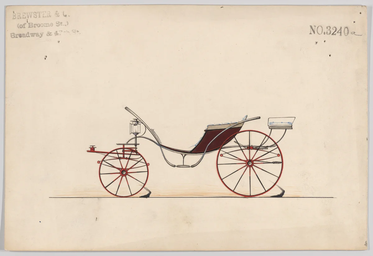 Design for Pony Phaeton, no. 3240a by Brewster & Co., drawing, 1876