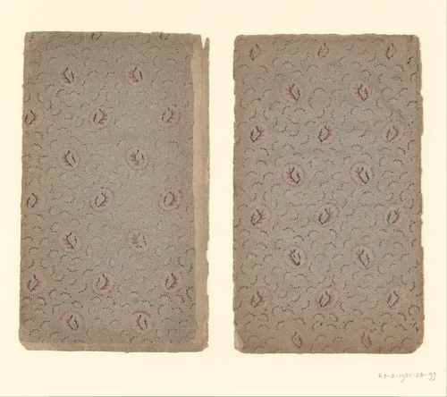 Twee bladen met strooipatroon van takjes in stralenkrans op fond van punten en zigzaglijnen by anonymous, other, 1750-1900