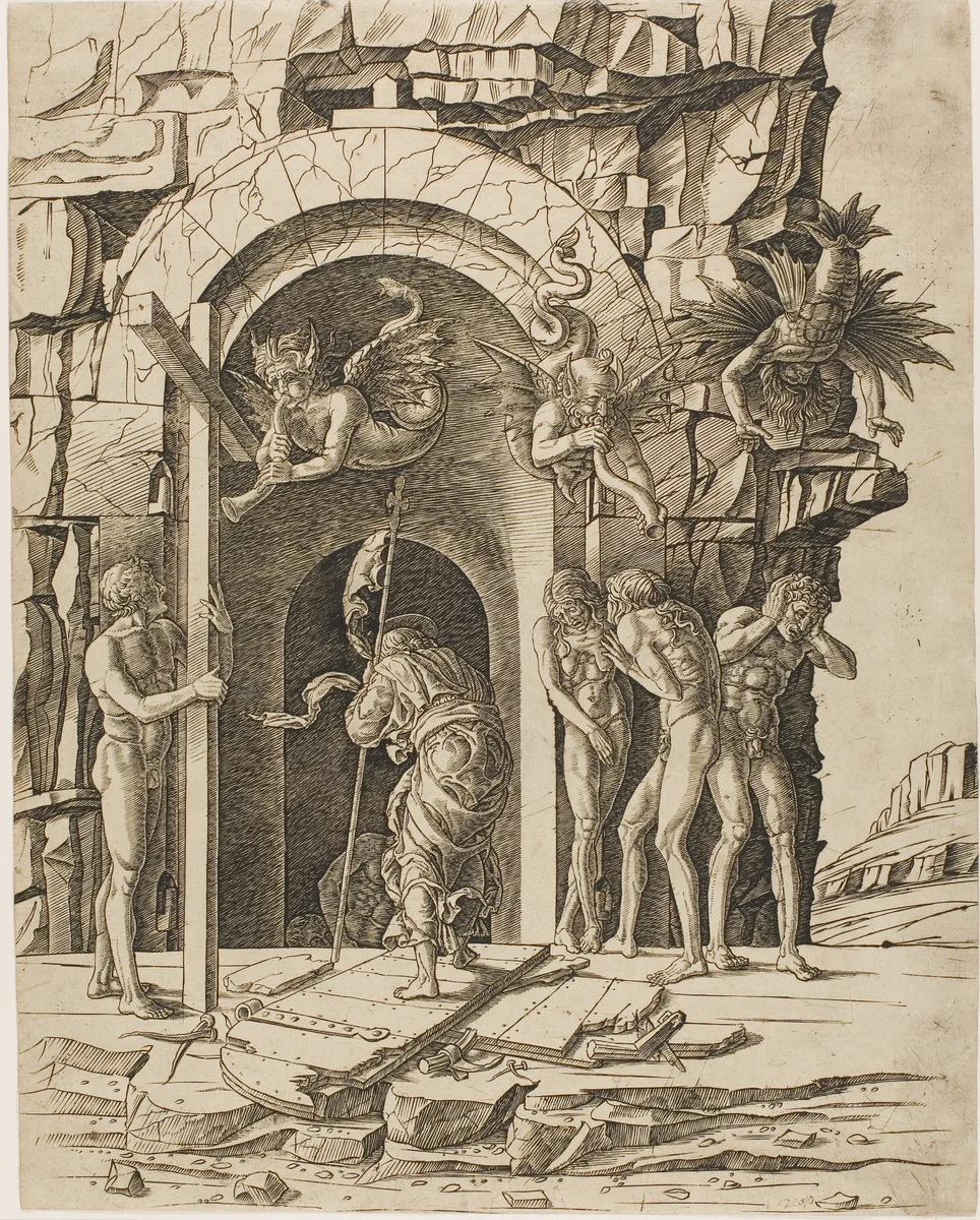 Descent into Limbo by Andrea Mantegna, print, 1475-1480