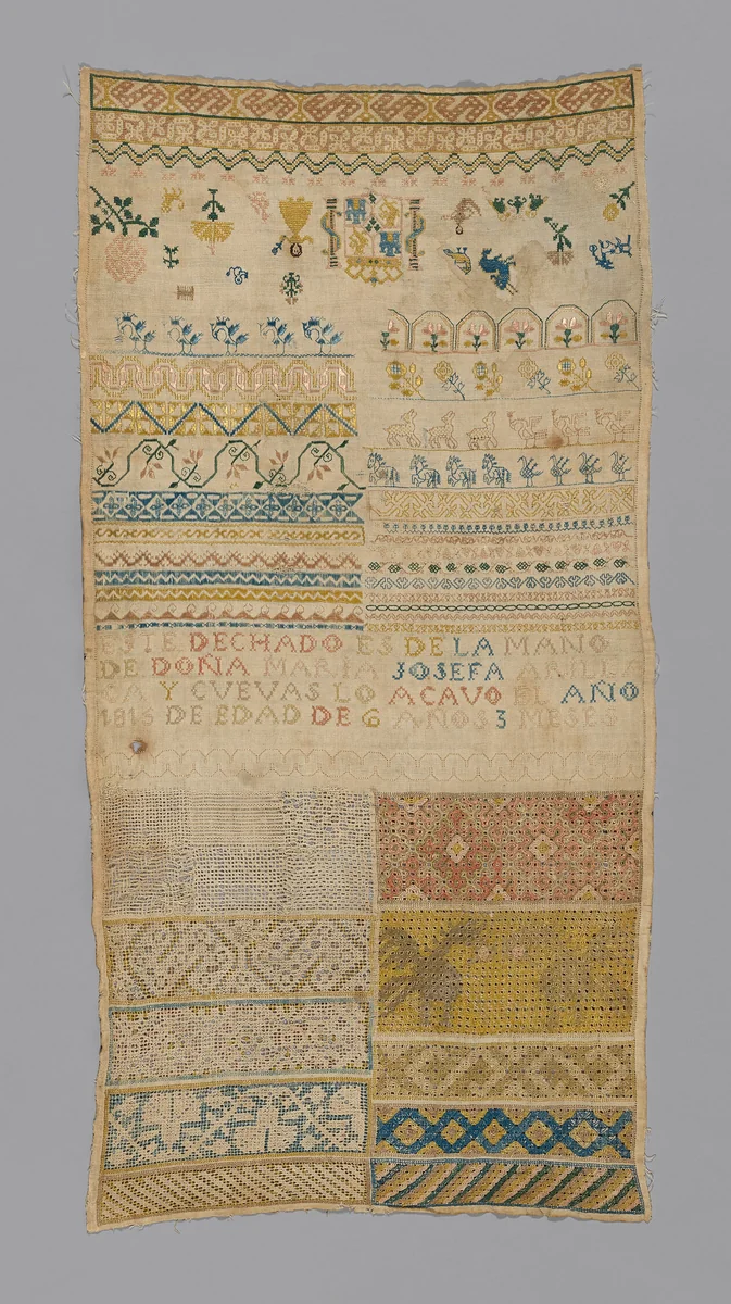 Sampler by Spain, textile, 1815