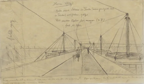Suspension Houses Project (Perspective) by Bodo Rasch, Heinz Rasch, architecture, 1927